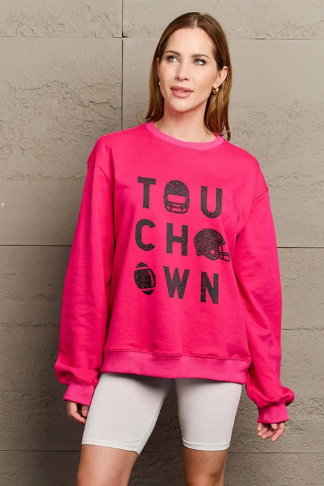 Simply Love TOUCHDOWN Long Sleeve Sweatshirt