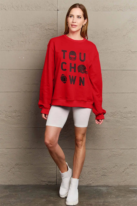 Simply Love TOUCHDOWN Long Sleeve Sweatshirt