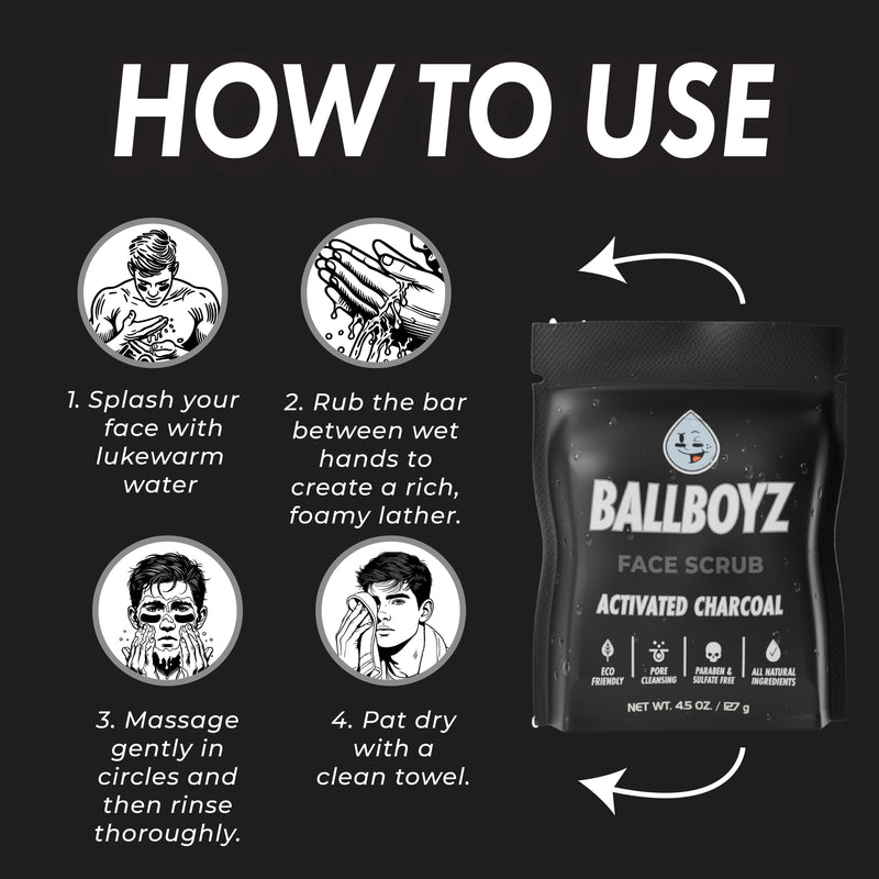 BALLBOYZ Activated Charcoal Face Scrub (Severe Acne)