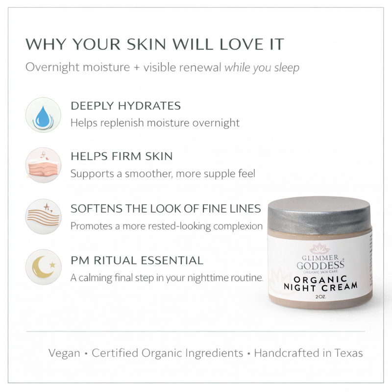 Glimmer Goddess® Organic Skin Care Organic Skin Renewal Night Cream 2 oz – Anti-Aging Moisturizers