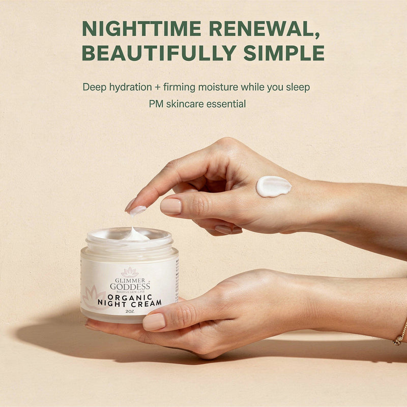 Glimmer Goddess® Organic Skin Care Organic Skin Renewal Night Cream 2 oz – Anti-Aging Moisturizers