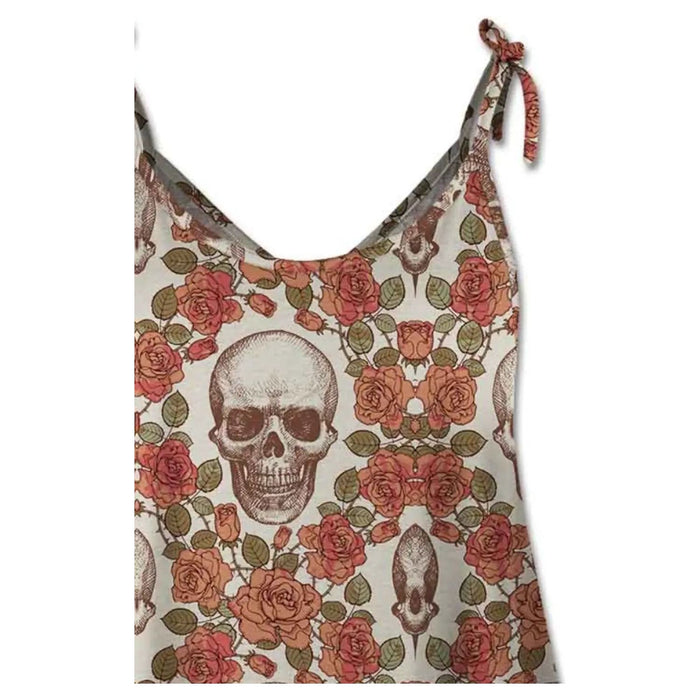 Skull Scoop Neck Tie Shoulder Cami