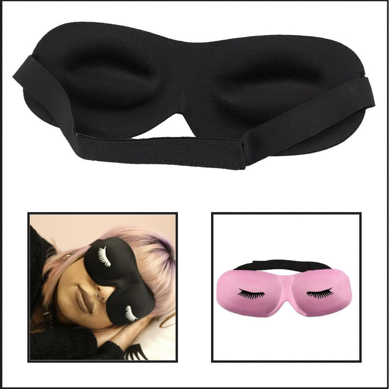 GladGirl 3D Contoured Black Satin Eyelash Extension Sleep Mask Eyelashes
