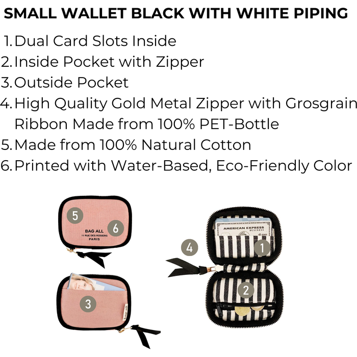 Bag-All - Small Wallet Pink/Blush With Black Piping