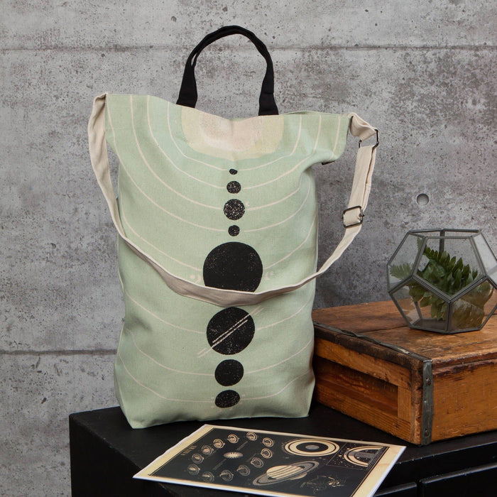 The Bullish Store Solaris Team Cross Body Tote Bag | Solar System Cotton Sling Handbag | 15” X 18”