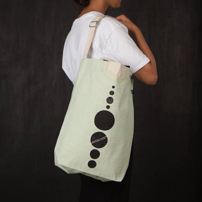 The Bullish Store Solaris Team Cross Body Tote Bag | Solar System Cotton Sling Handbag | 15” X 18”