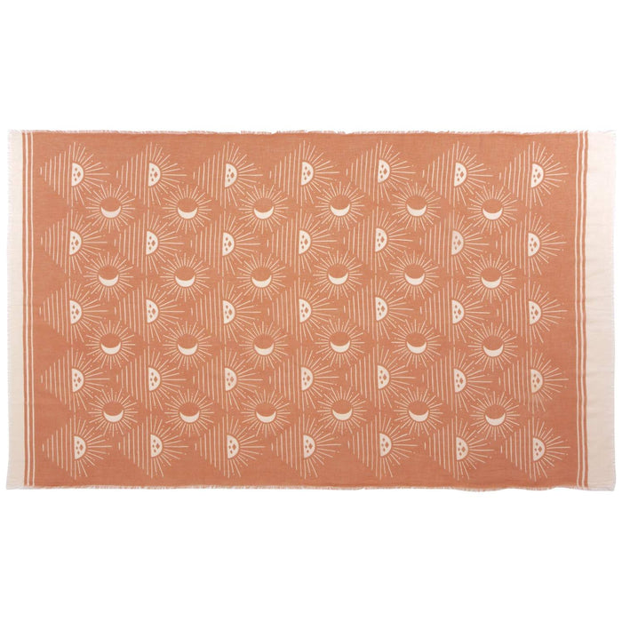 The Bullish Store Soleil Printed Cotton Long Designer Scarf In Light Brown | Wrap Shawl Scarves | 40” X 72”