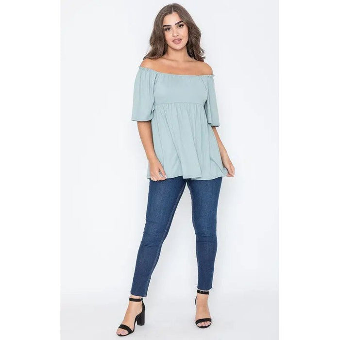 Solid Square Neck Babydoll Tunic