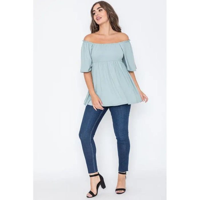 Solid Square Neck Babydoll Tunic