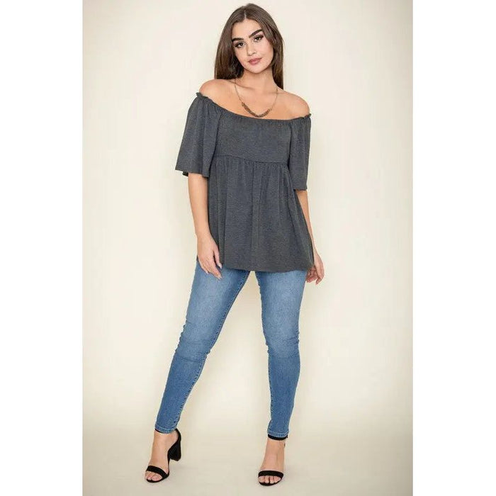 Solid Square Neck Babydoll Tunic