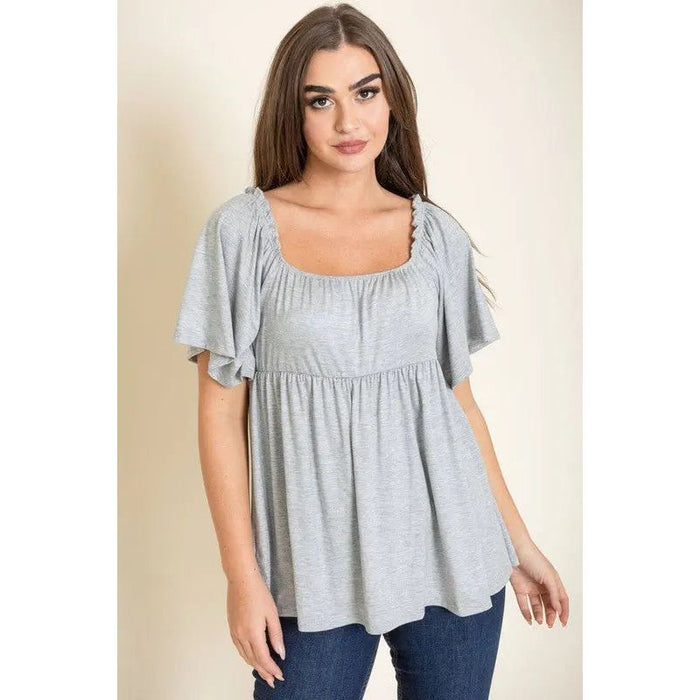 Solid Square Neck Babydoll Tunic