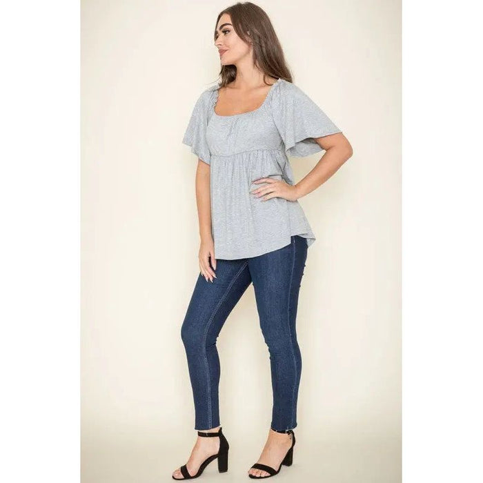 Solid Square Neck Babydoll Tunic