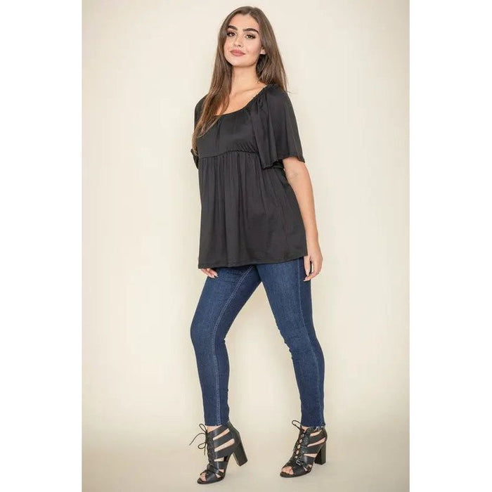 Solid Square Neck Babydoll Tunic