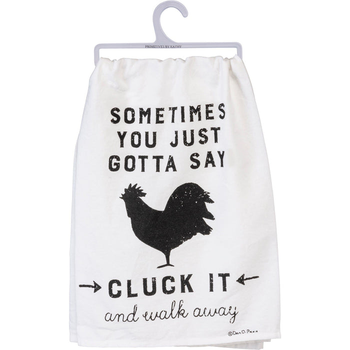 The Bullish Store - Sometimes You Just Gotta Say Cluck It Dish Cloth Towel | Novelty Silly Tea Towels | Cute Kitchen Hand Towel | Rooster | 28" Square