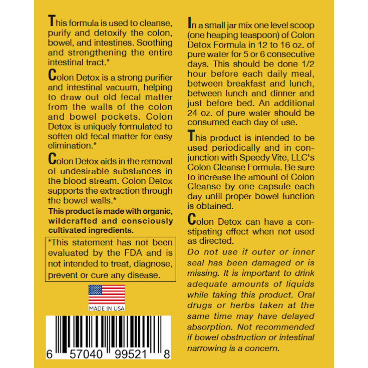 SpeedyVite® Colon Detox Powder (10 oz) | Fiber + Charcoal Detox to Support Toxin Removal* | SpeedyVite® - FREE EXPEDITED Powder