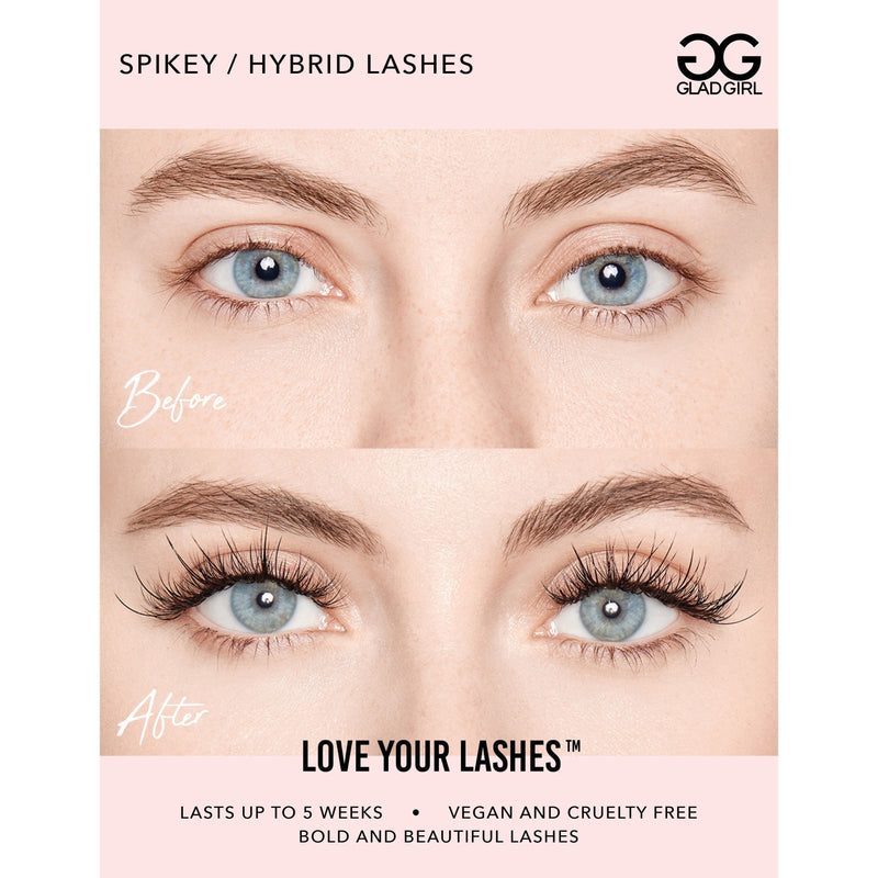 GladGirl Downloadable Spikey Eye Hybrid Eyelash Extension Before & After Poster Marketing