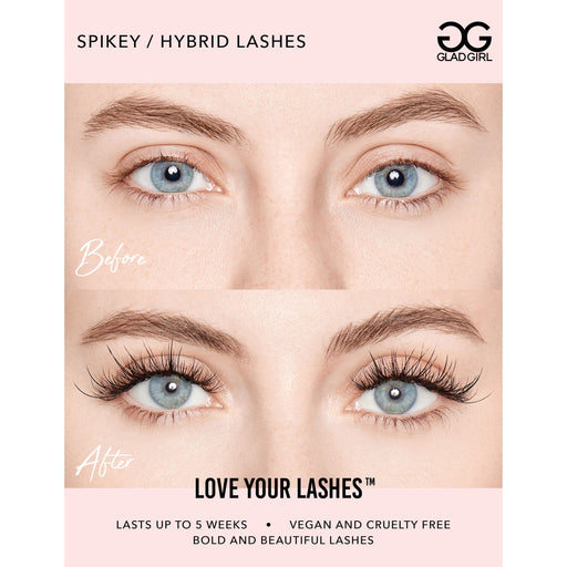 GladGirl Downloadable Spikey Eye Hybrid Eyelash Extension Before & After Poster Marketing