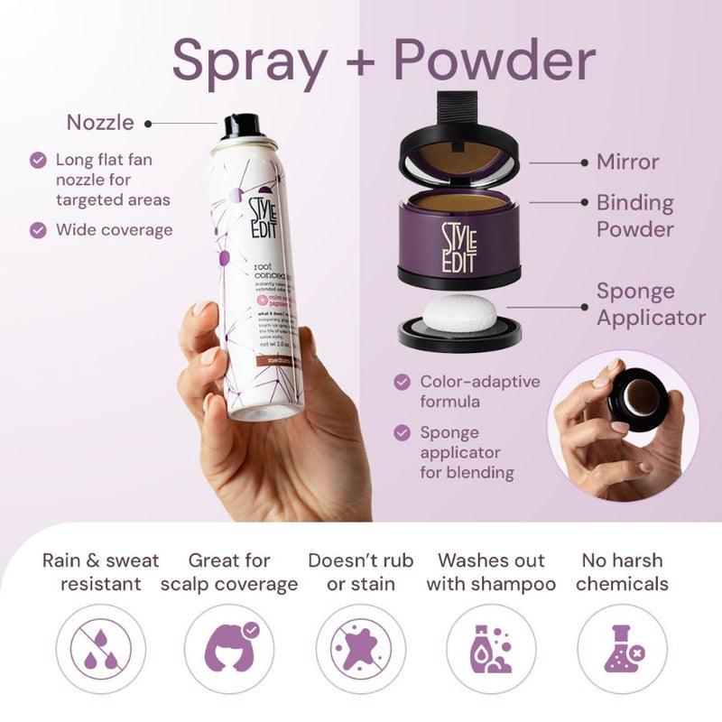 Style Edit Blonde Perfection Root Concealer Spray and Powder Trio (Full & Travel Size Spray)