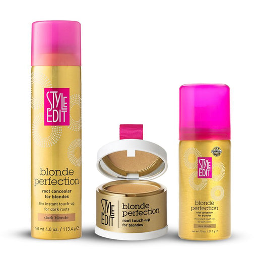 Style Edit Blonde Perfection Root Concealer Spray and Powder Trio (Full & Travel Size Spray)