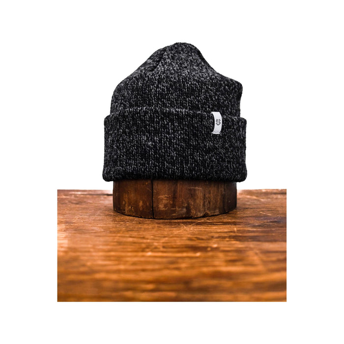 Black Melange Ragg Wool Beanie