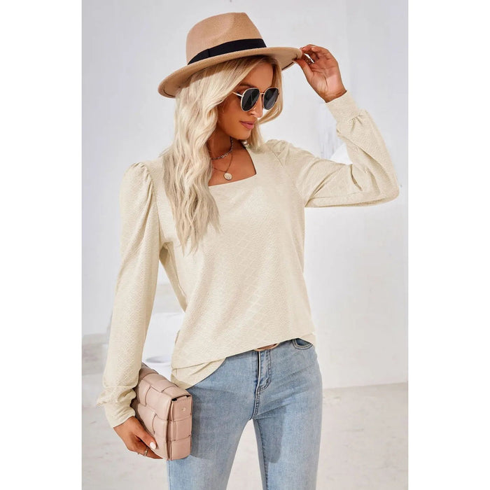 Square Neck Puff Sleeve Blouse