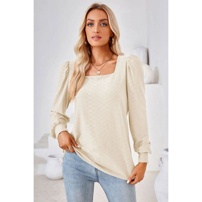 Square Neck Puff Sleeve Blouse