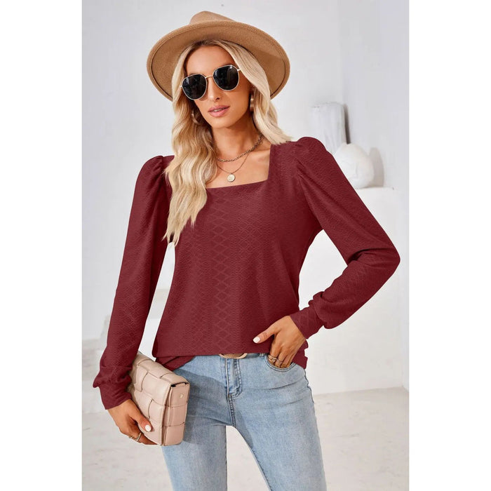 Square Neck Puff Sleeve Blouse