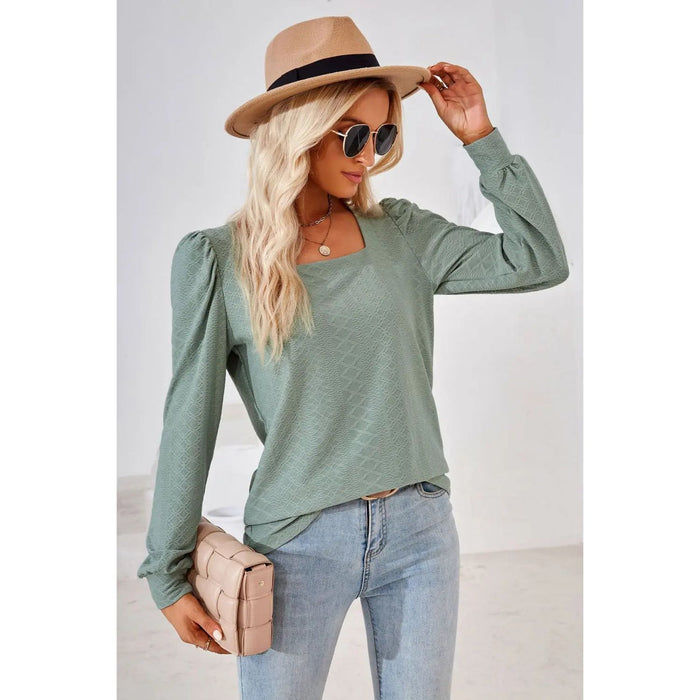 Square Neck Puff Sleeve Blouse