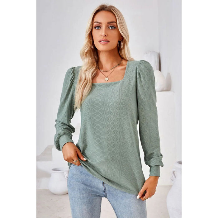 Square Neck Puff Sleeve Blouse