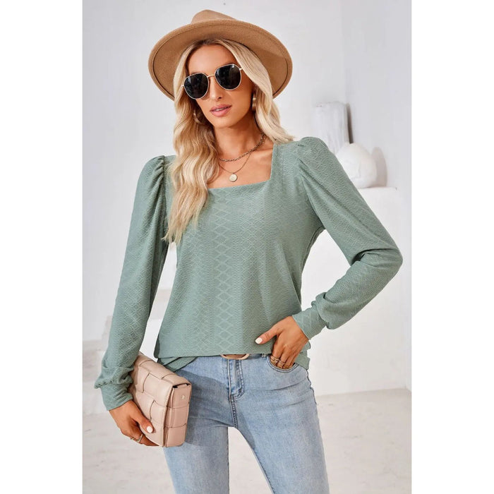 Square Neck Puff Sleeve Blouse