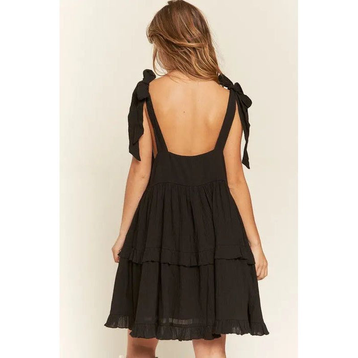 Square neck ruffle dress