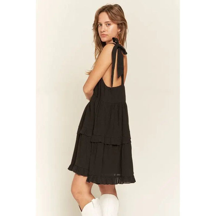 Square neck ruffle dress