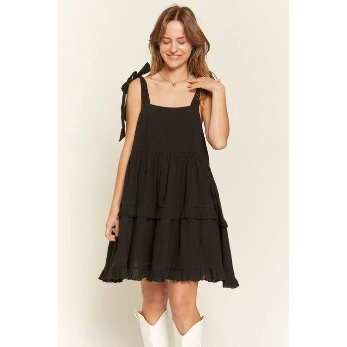 Square neck ruffle dress