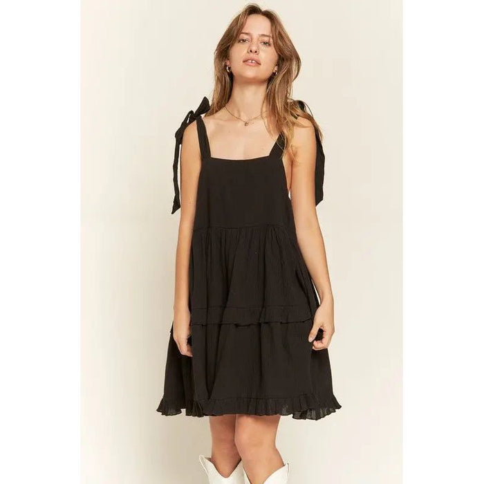 Square neck ruffle dress