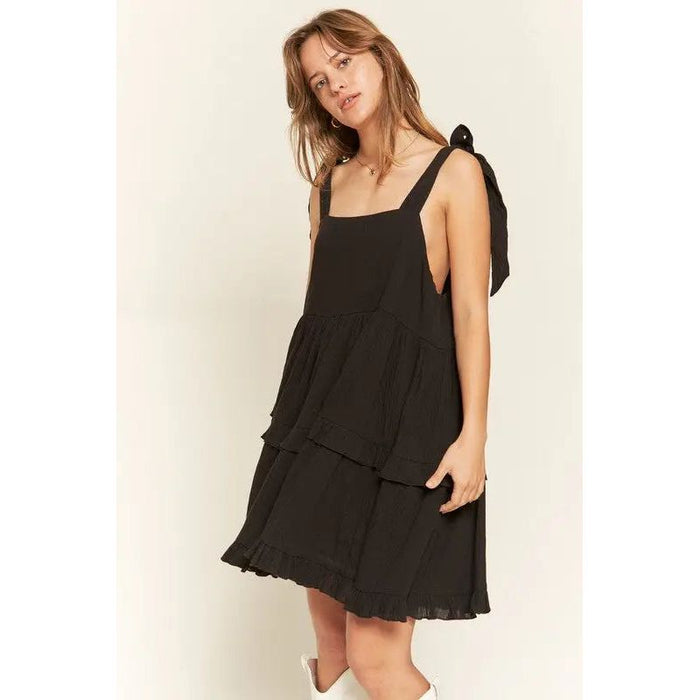 Square neck ruffle dress