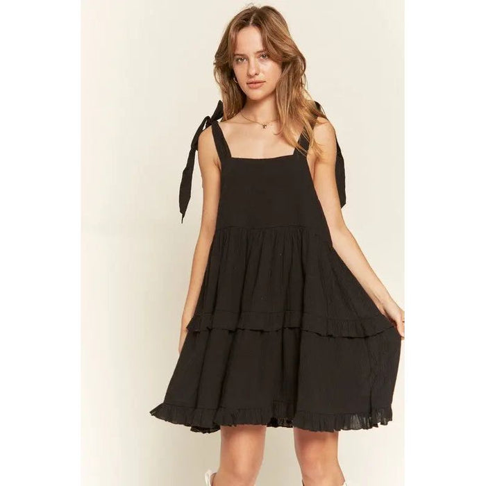 Square neck ruffle dress