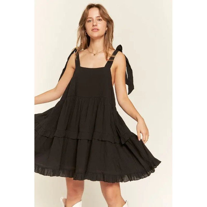 Square neck ruffle dress