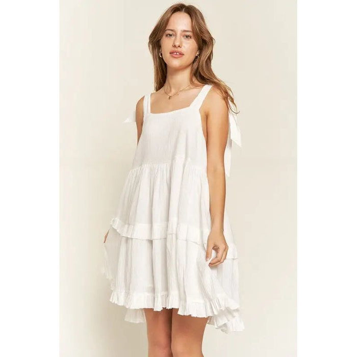 Square neck ruffle dress