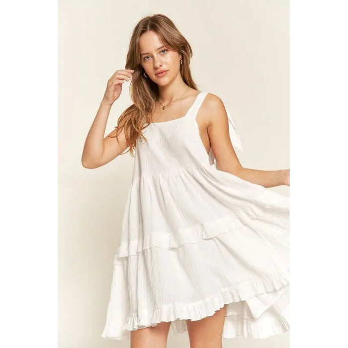 Square neck ruffle dress