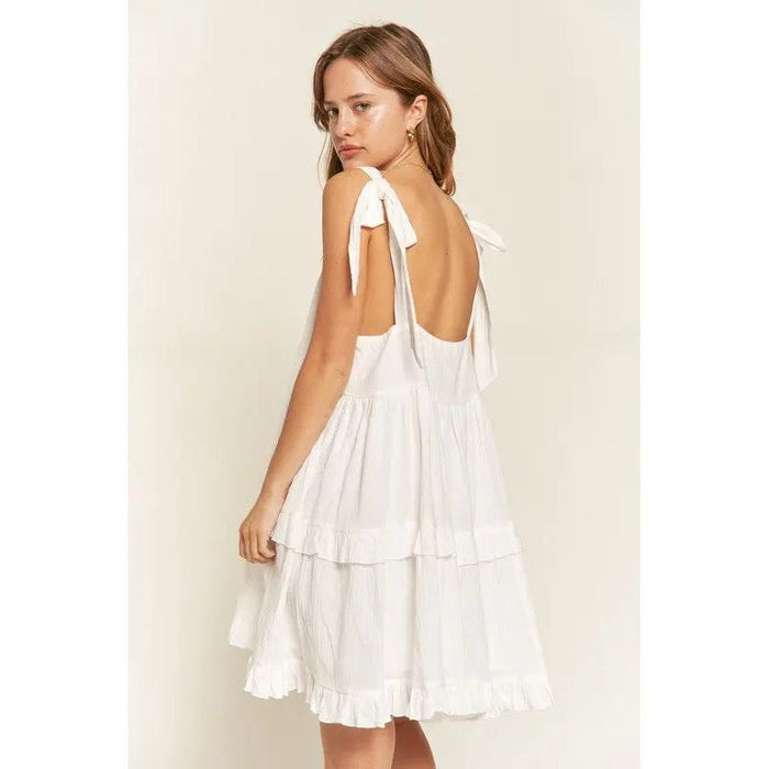 Square neck ruffle dress