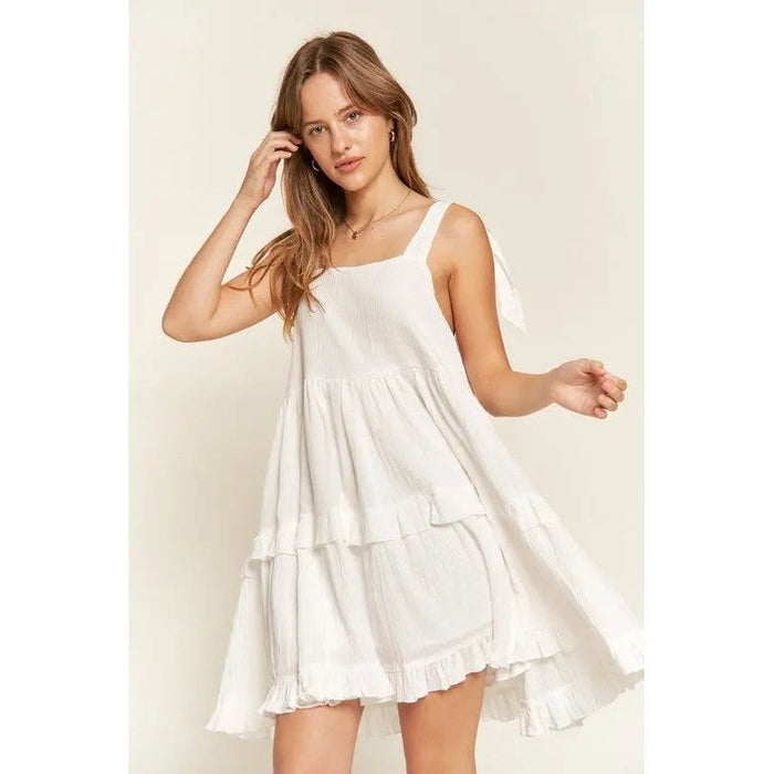 Square neck ruffle dress