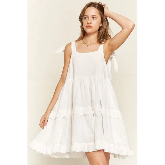 Square neck ruffle dress