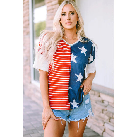 UD Flag Star and Stripe V-Neck Top