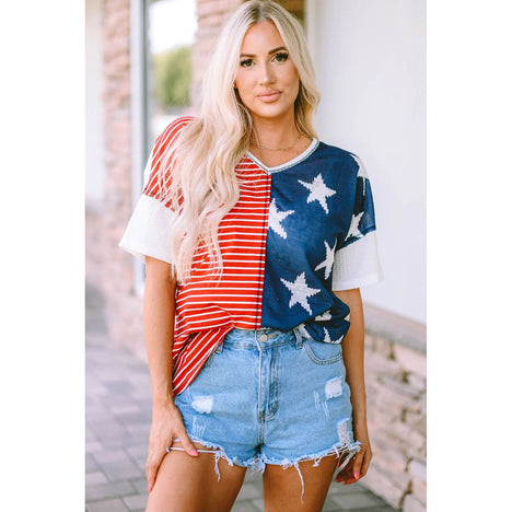 UD Flag Star and Stripe V-Neck Top