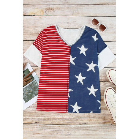 UD Flag Star and Stripe V-Neck Top