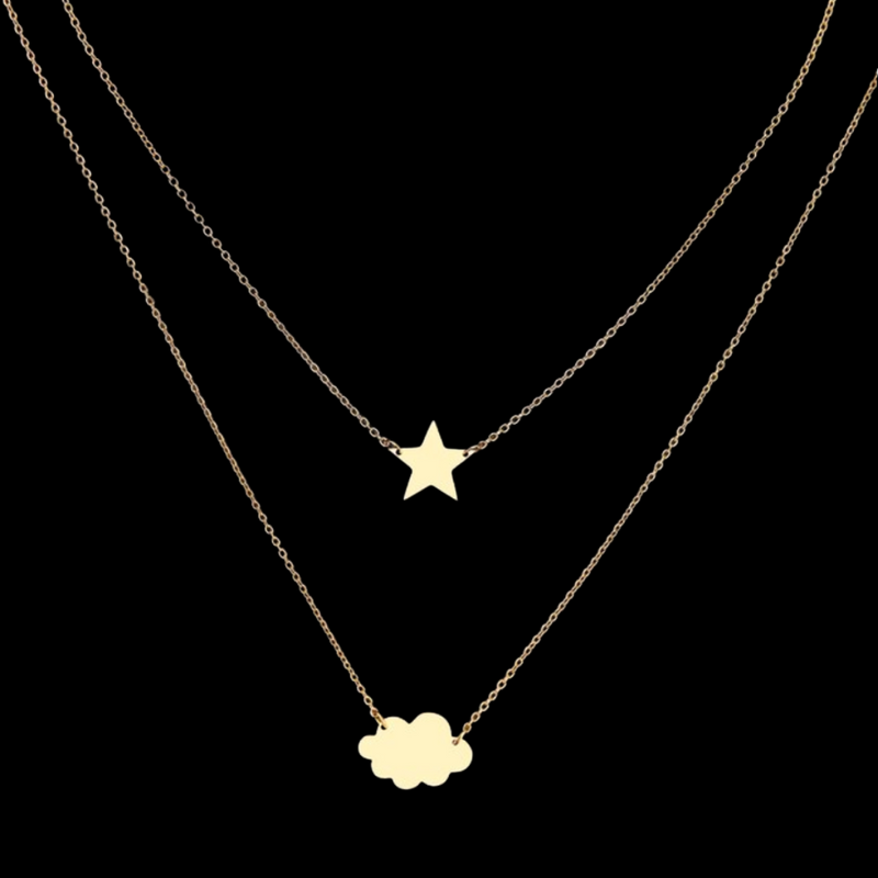Medusa's Makeup Star, Cloud Necklace - Gold