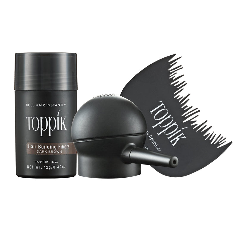 VIP Extensions Toppik Hair Building Fibers Starter Kit Gray Hair Care Kit White Smoke