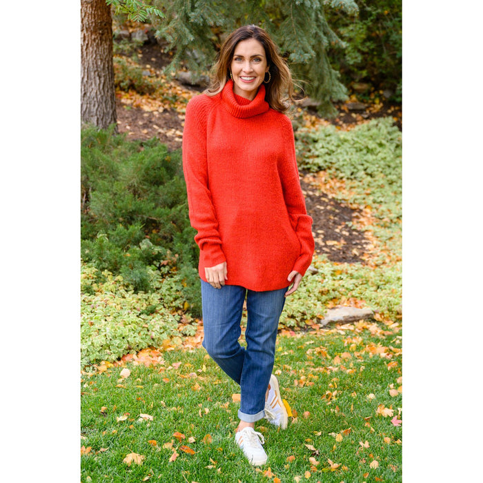 Steady Pace Roll Neck Sweater In Red