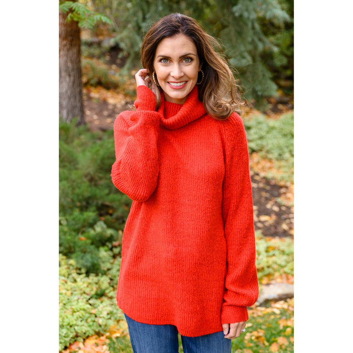 Steady Pace Roll Neck Sweater In Red