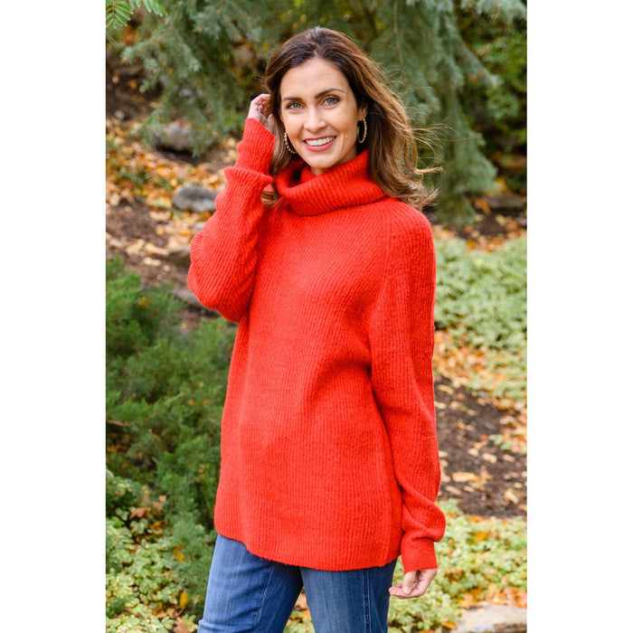 Steady Pace Roll Neck Sweater In Red